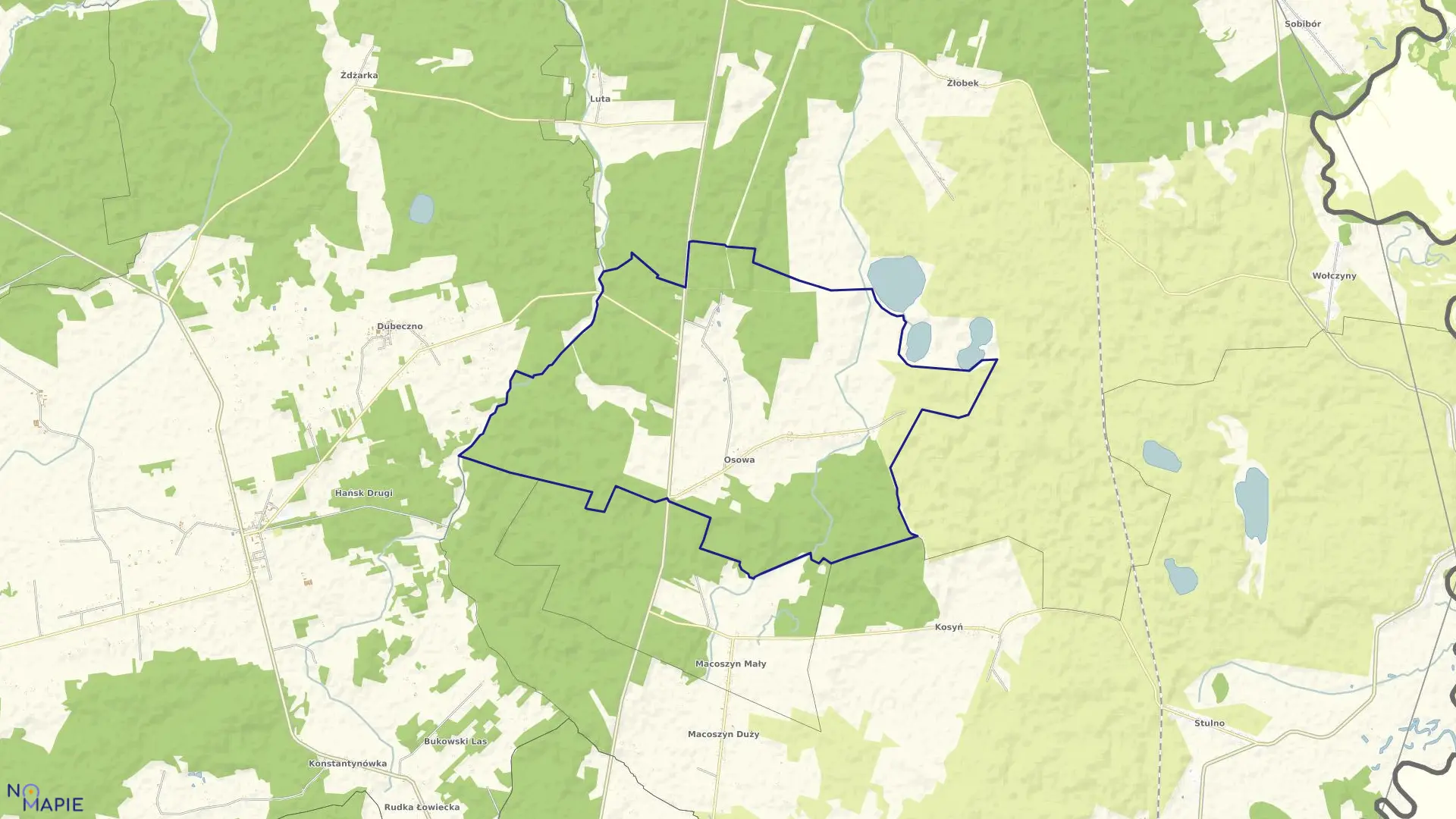 Mapa obrębu OSOWA w gminie hańsk